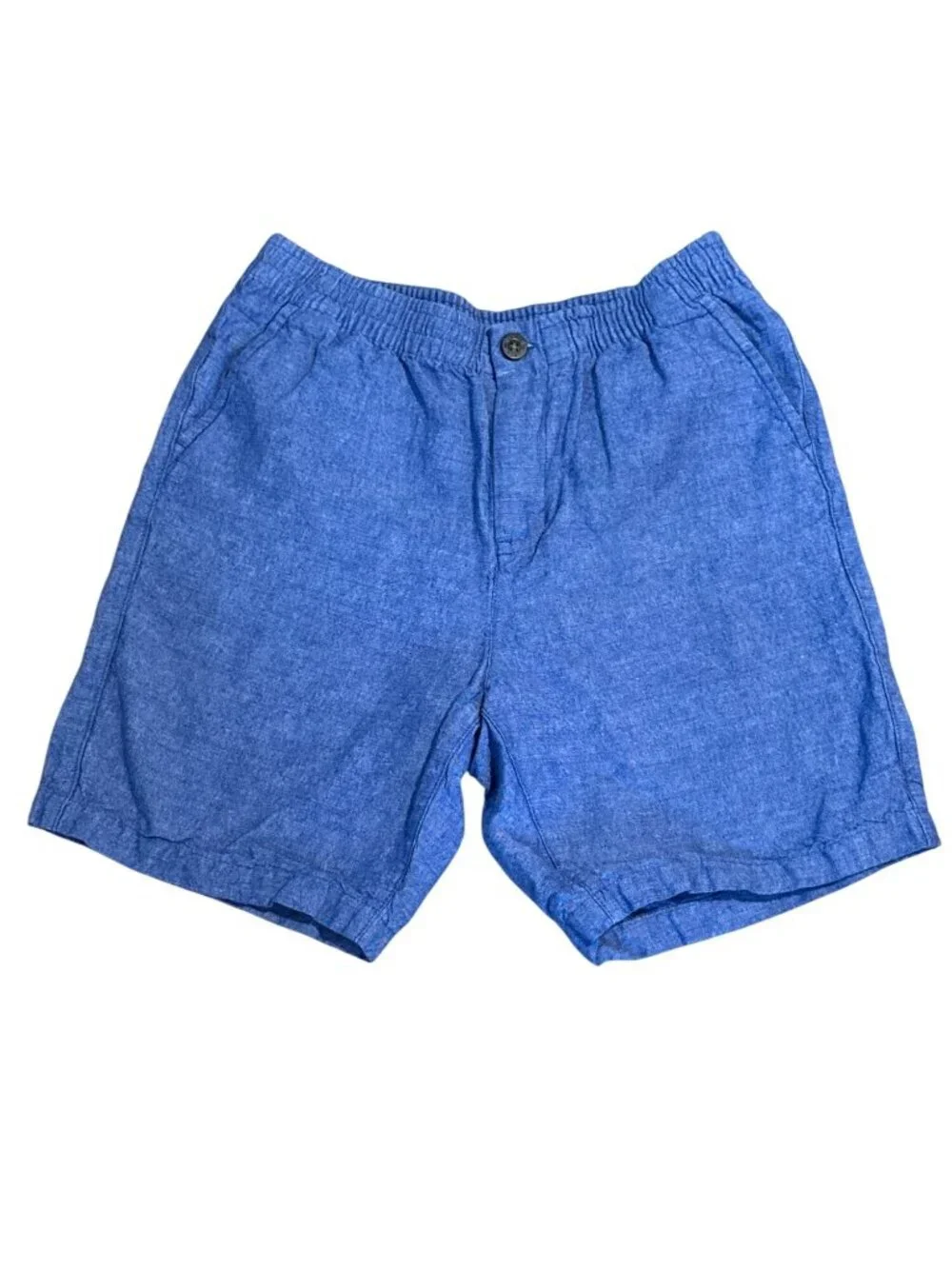 Janie And Jack Blue Linen-Blend Boys Shorts Size 12 Casual Elastic Waist